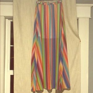 Long maxi rainbow beach skirt